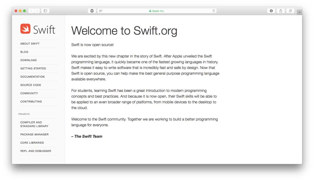 linguaggio swift swift.org