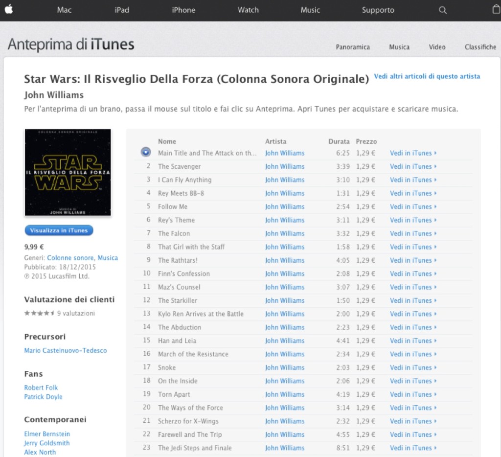 colonna sonora di Star Wars Il Risveglio della Forza 2
