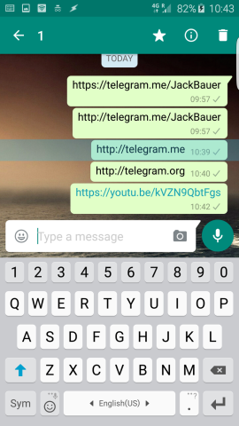 WhatsApp blocca link telegram su whatsapp