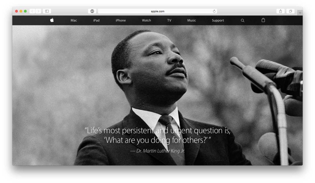 Martin Luther King Jr sulla home page di Apple