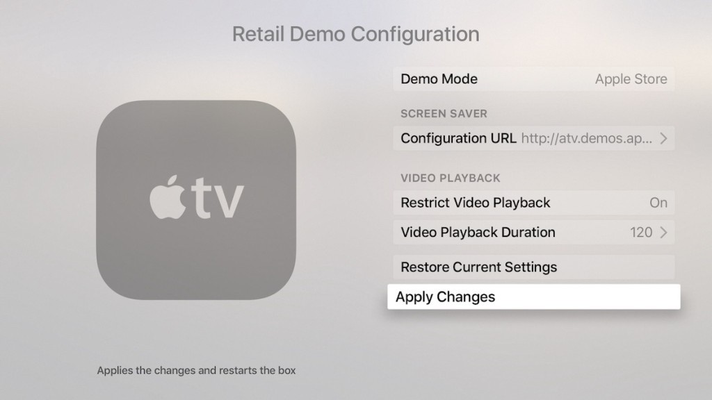 apple TV demo mode