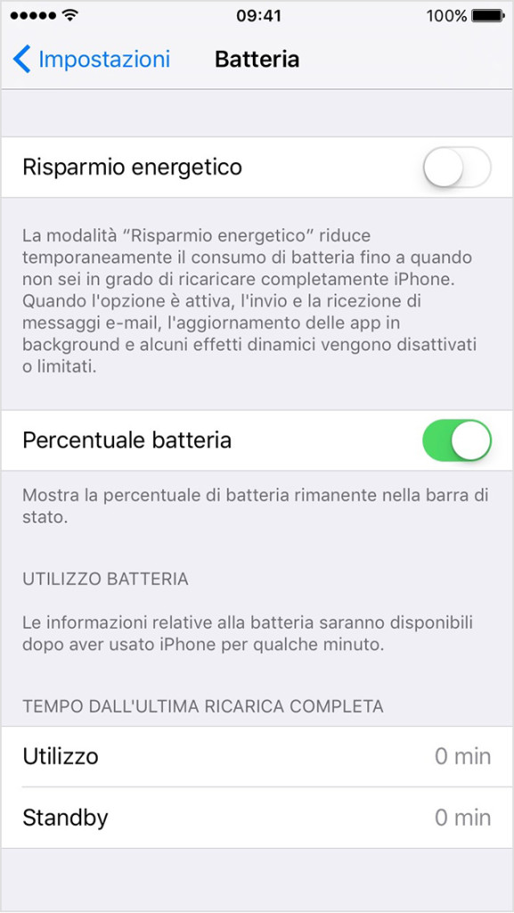 percentuale batteria