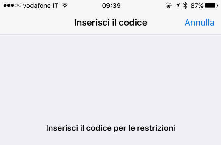 Password restrizioni iOS