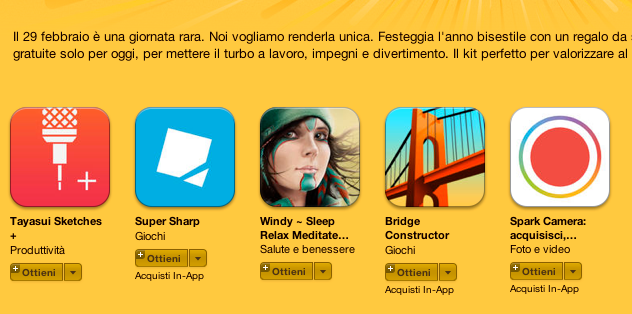 29 febbraio apple gratis app