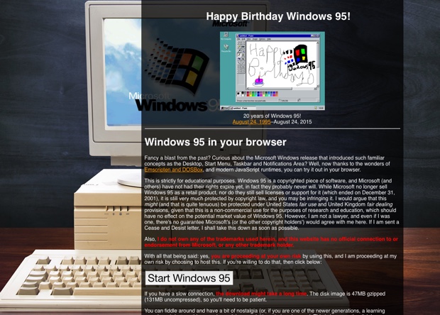 Windows 95 funziona nel browser 620 2