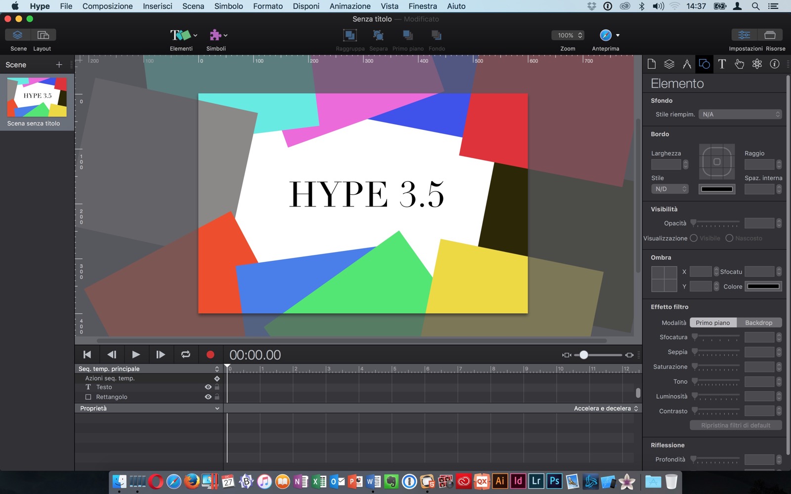 L'interfaccia di Hype 3.5, qui in versione Pro