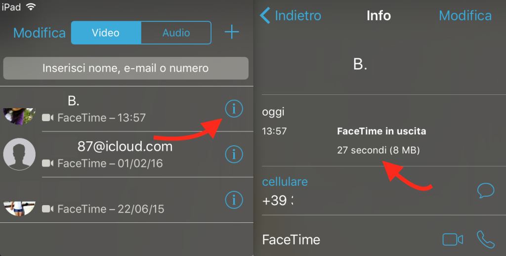 quanti mega consuma Facetime