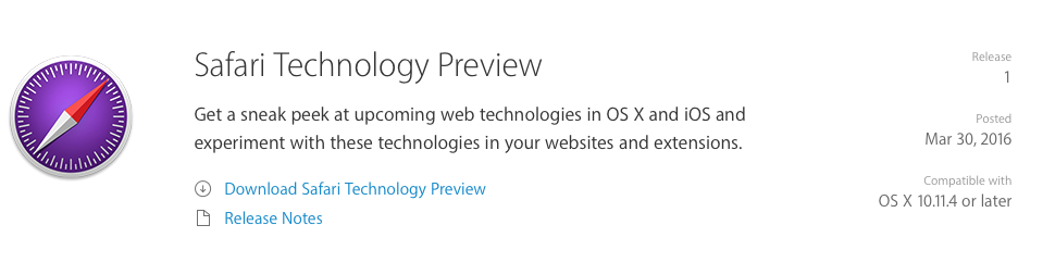 Safari Technology Preview