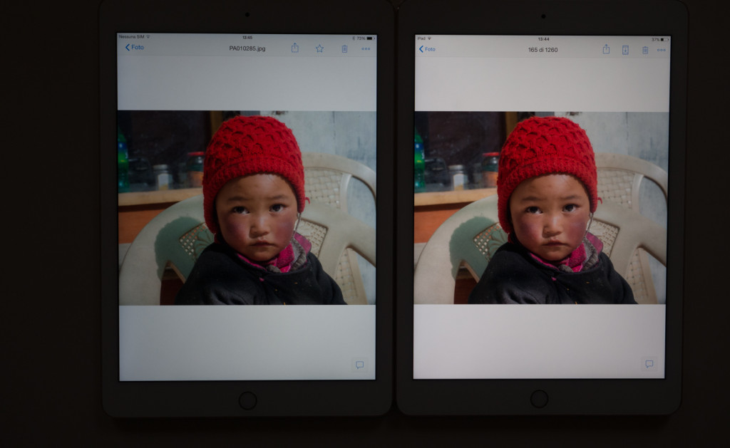 iPad Air 2 (a sinistra) e iPad Pro 9,7 (senza True Tone)
