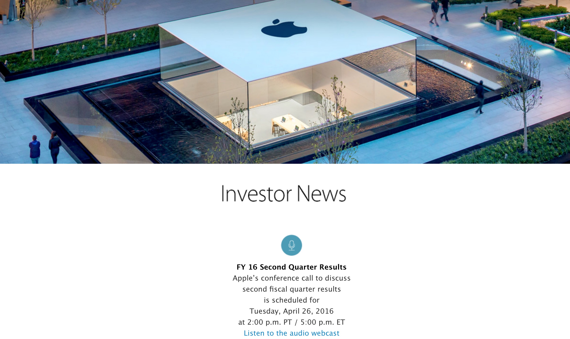 Presentazione dei risultati fiscali, Apple