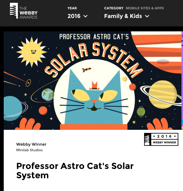 professor astro gatto webby award