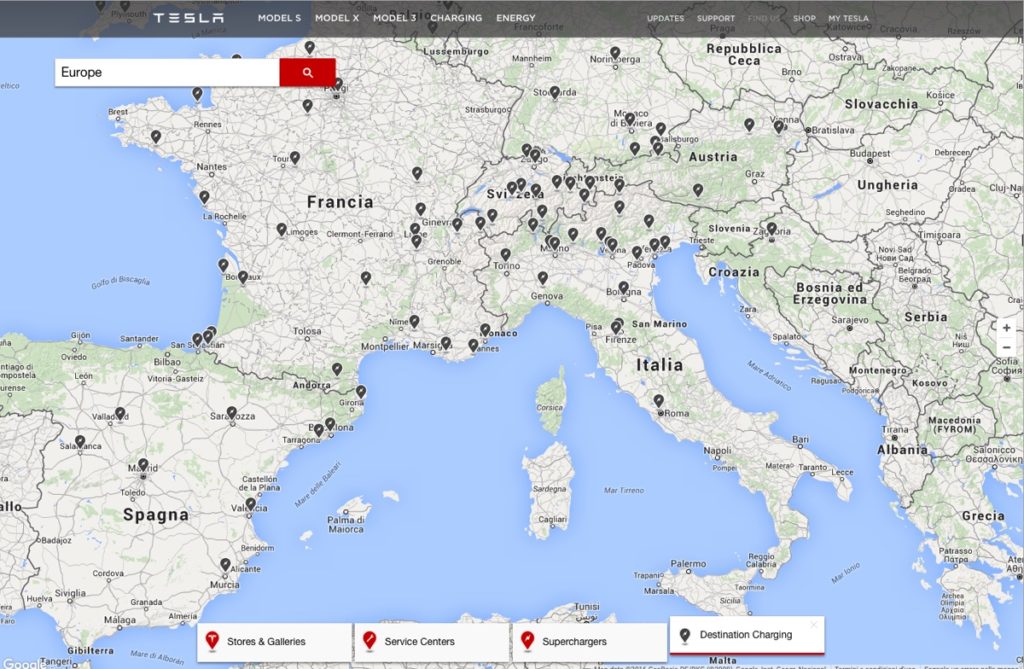 tesla destination charging 1200 mapp