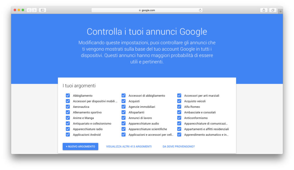 La sezione "le mie attività" di Google tiene traccia delle ricerche