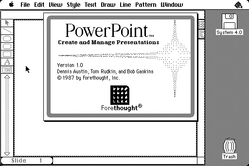 Una delle primissime versioni di PowerPoint su Mac