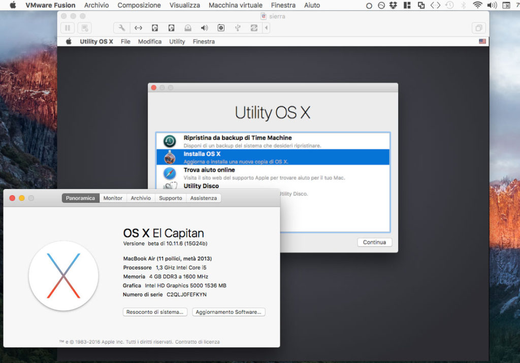 macOS Sierra in una macchina virtuale