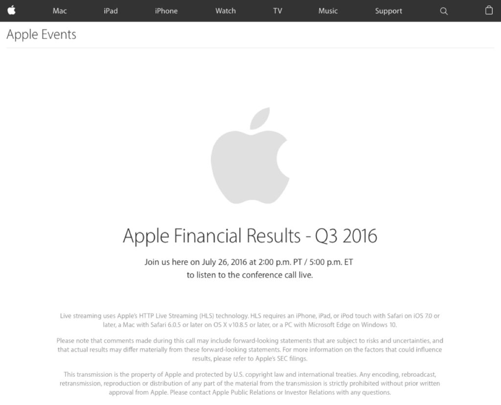 risultati fiscali Q3 2016 apple