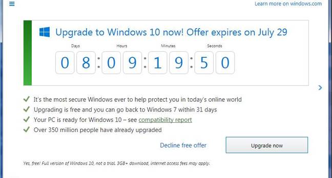 aggiornamento gratuito Windows 10