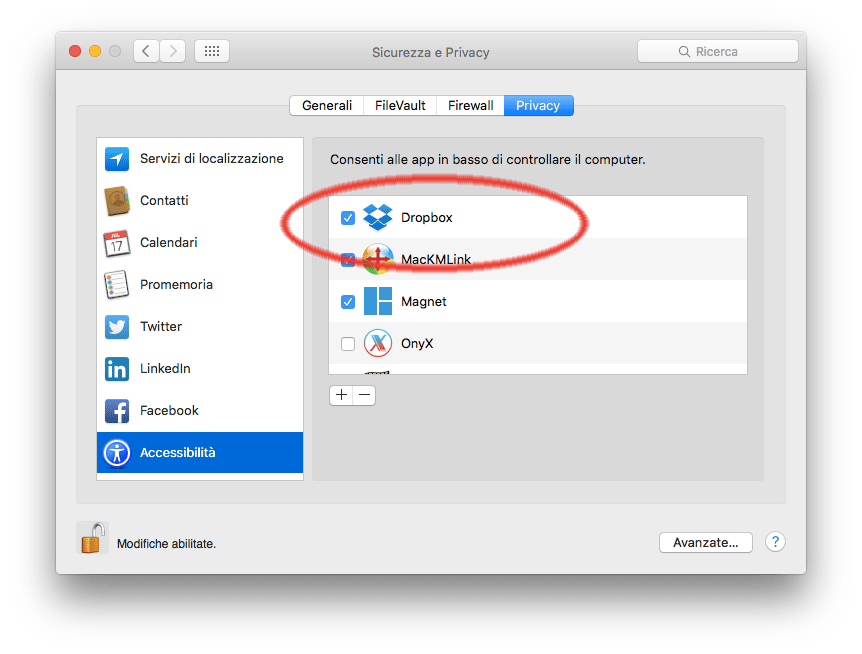 Impostazioni Privacy