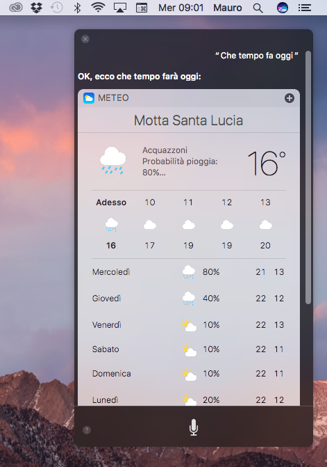 siri su Mac meteo