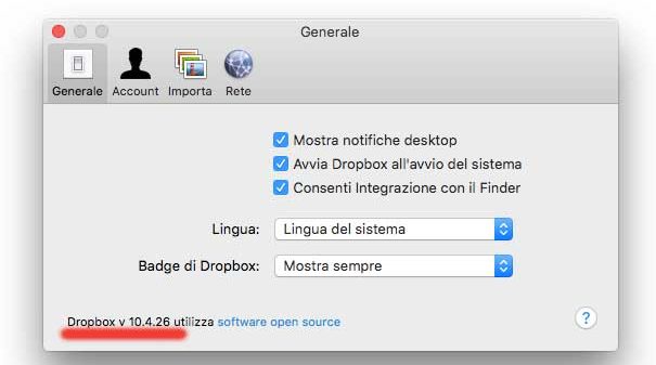 dropbo non funziona problemi con Sierra