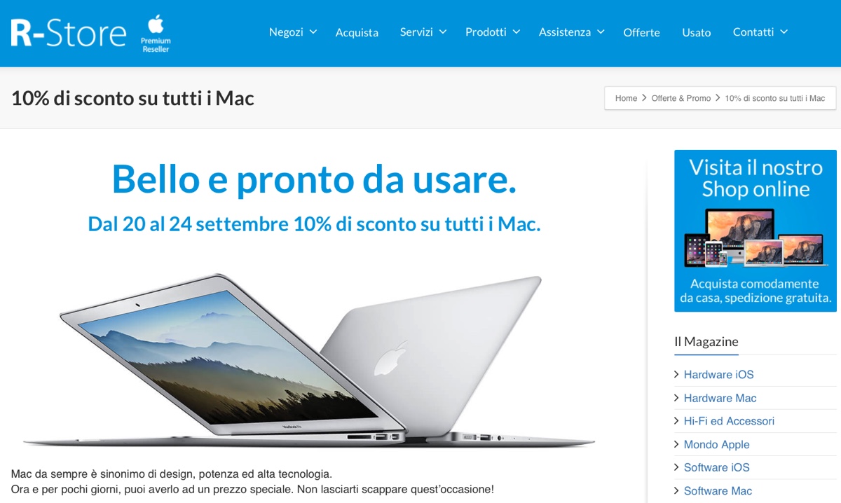 r-store sconto 10 mac 1200