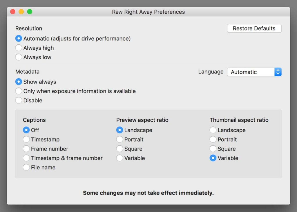 Preferenze Raw Right Away