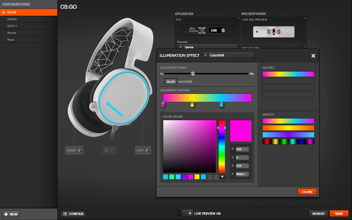 Arctis 5 - Illumination Settings