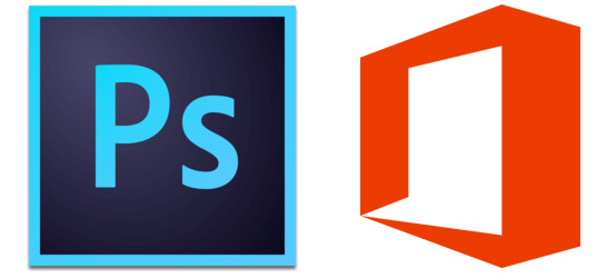 Logo di Photoshop e Office