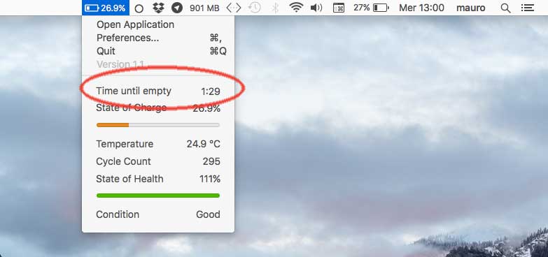 stima dell’autonomia coconutBattery