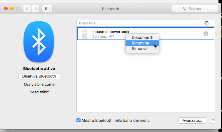 Cambiare nome a dispositivo Bluetooth