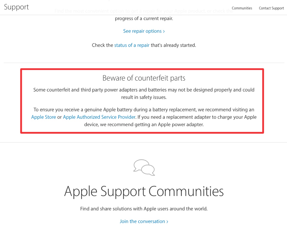 accessori-contraffatti supporto apple