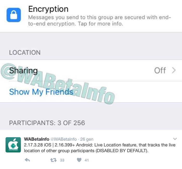 whatsapp beta GPS sharing 1