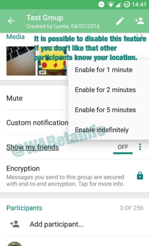 whatsapp beta GPS sharing 2