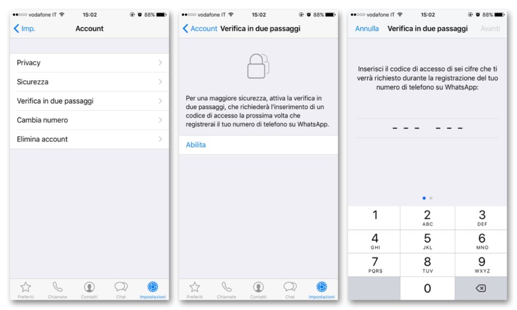Verifica in due passaggi Whatsapp 1