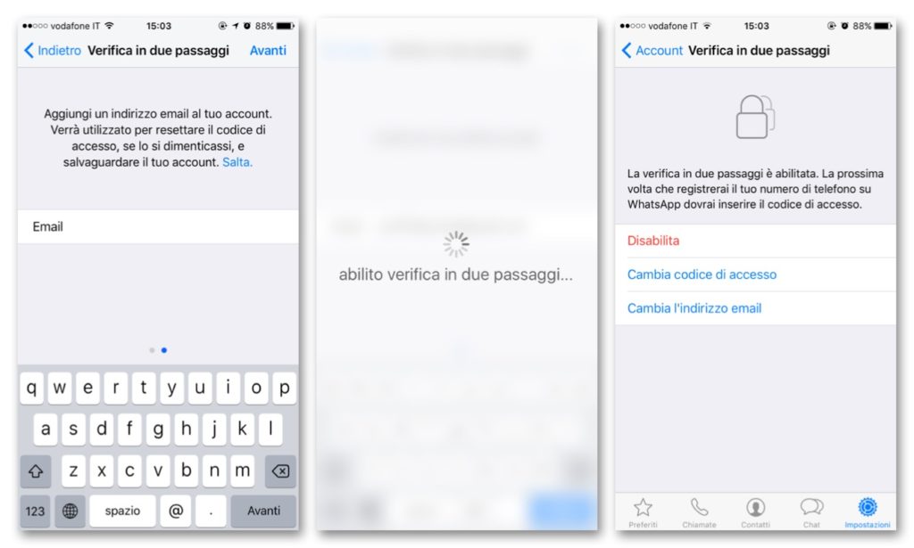 Verifica in due passaggi Whatsapp 2