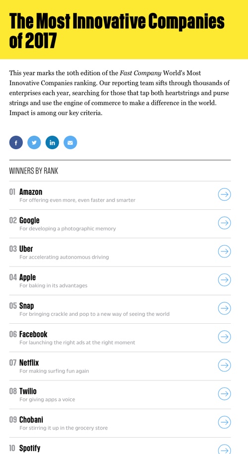 societa piu innovative 2017