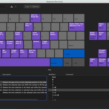 Audition CC - Visual Keyboard Shortcut