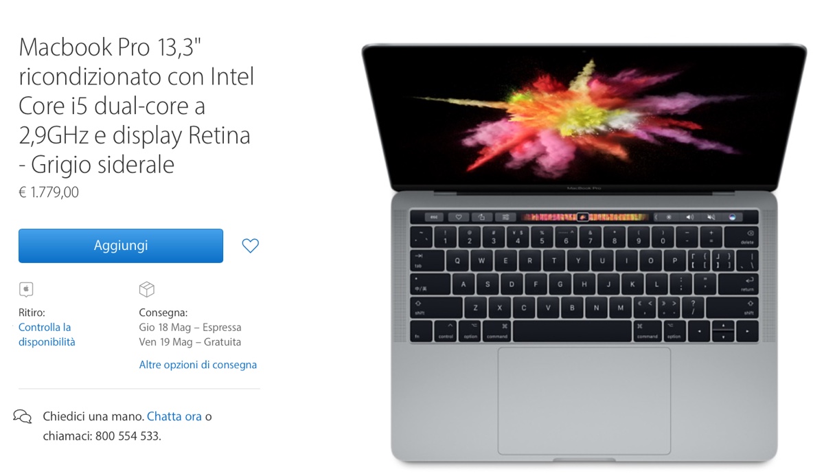 MacBook Pro con Touch Bar ricondizionati Apple