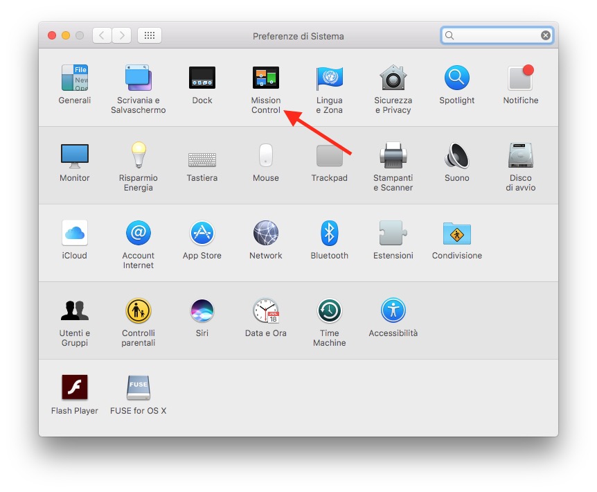 disattivare dashboard