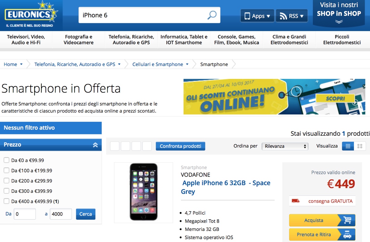 iphone 6 32gb 2017 euronics