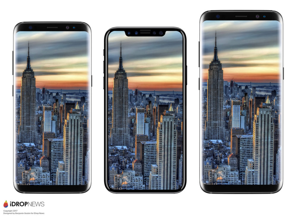 misure iPhone 8 confronto Galaxy S8 render