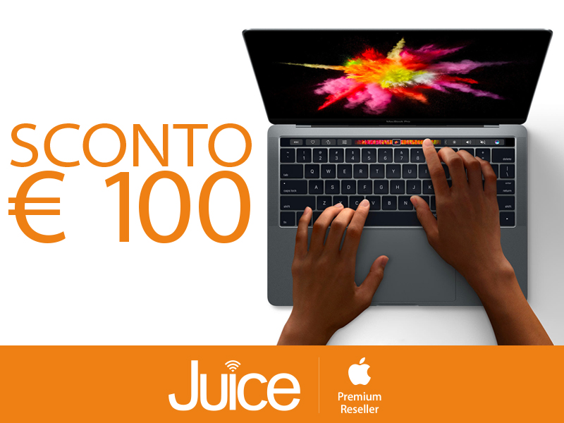 Nei negozi Juice MacBook Pro costa 100 euro meno e si paga in 12 rate a Tasso Zero sconto100 mbp 2-3 giu