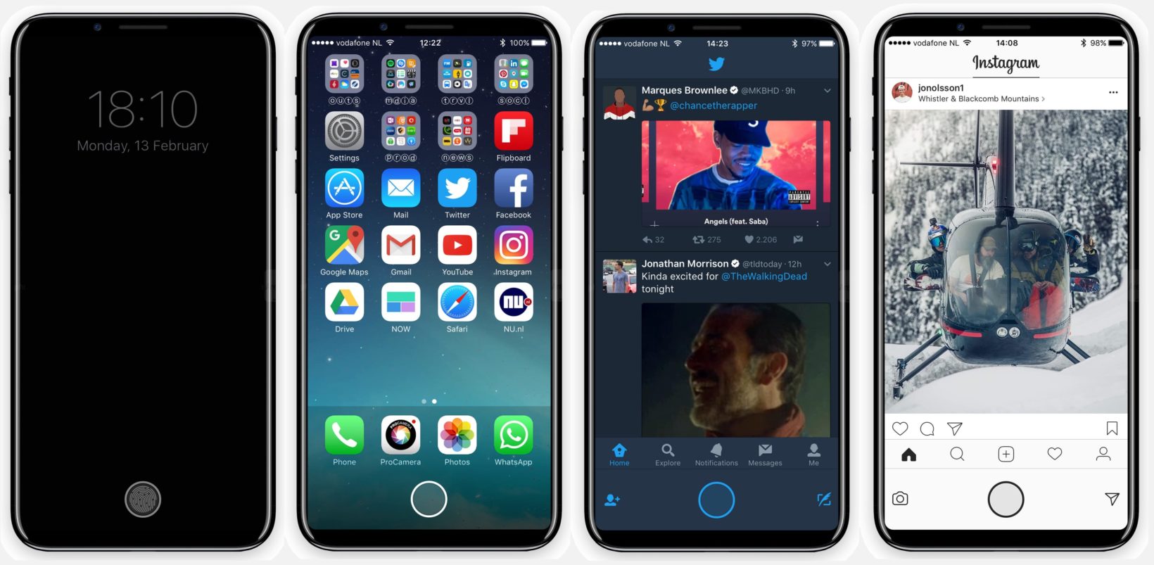 Concept di iPhone 8 con Touch ID integrato nello schermo