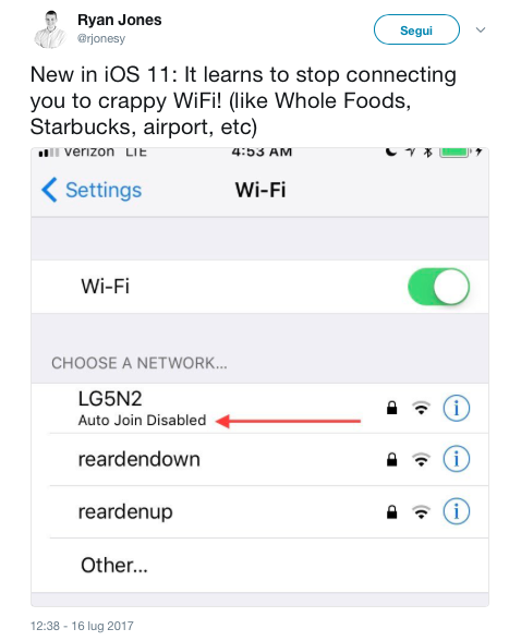 iOS 11 wifi