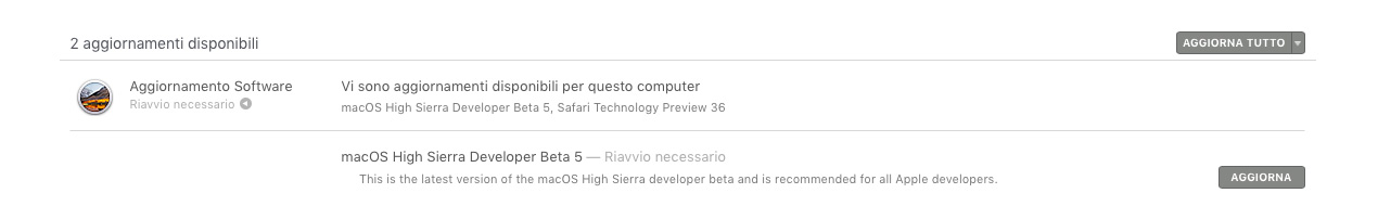 Quinta beta macOS 10.13 High Sierra