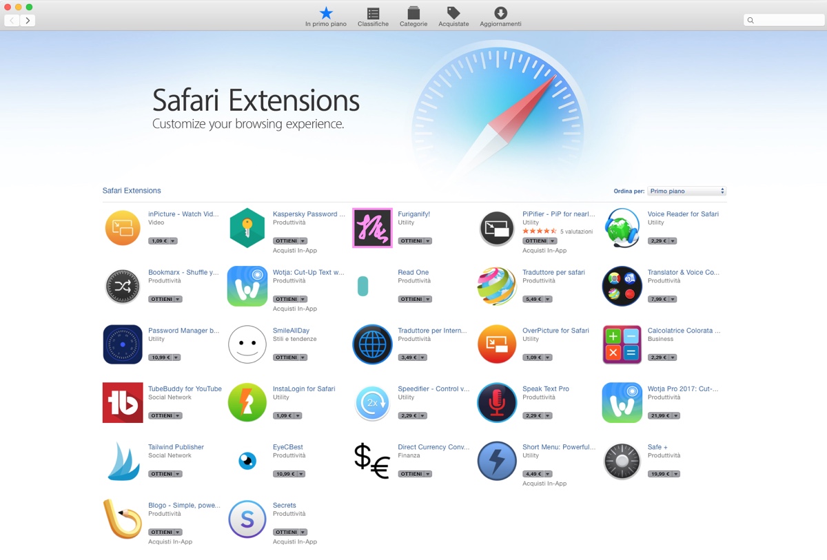 estensioni safari mac app store