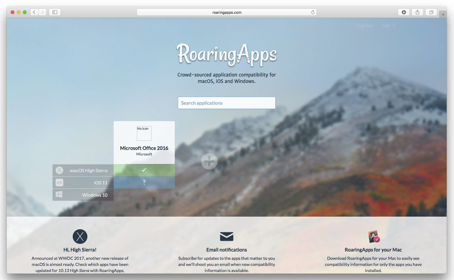 Il sito Roaring Apps 