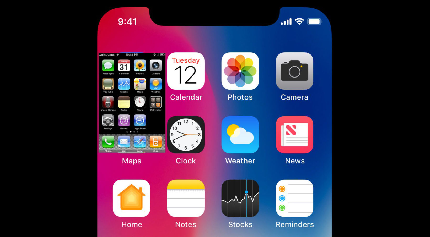 iPhone X iPhone 2G confronto schermo