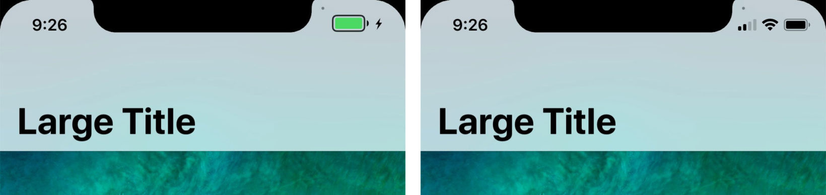 Barra di stato di iPhone X