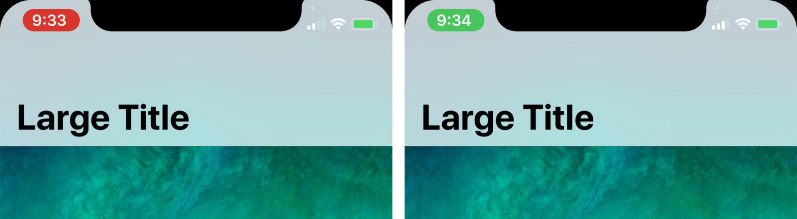 Barra di stato di iPhone X